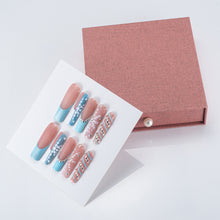 Load image into Gallery viewer, Handmade Press-on Nails | Icy Blue Snowfall Edition | 3D Snowflake & Crystal Embellished | Salon Grade Reusable Gel Nails | Square Mid & Regular Length