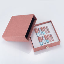 Load image into Gallery viewer, Handmade Press-on Nails | Icy Blue Snowfall Edition | 3D Snowflake & Crystal Embellished | Salon Grade Reusable Gel Nails | Square Mid & Regular Length