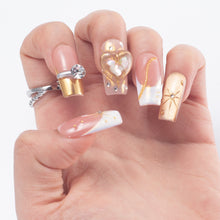 Load image into Gallery viewer, Valentine's Day Special | Handmade "Diamond Heart" Press-on Nails | Luxury Romantic 3D Heart Design | Salon Quality Reusable Nails | US Stock | Perfect Gift for Her