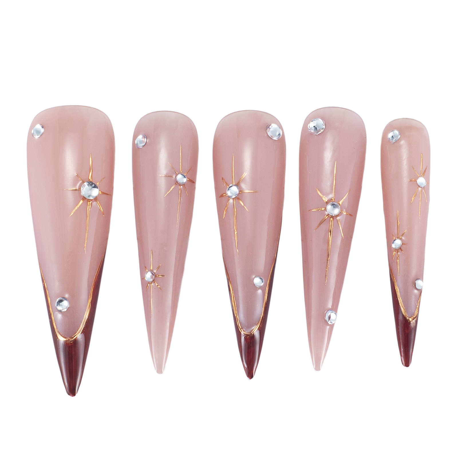 Luxury Handmade Celestial Starburst Press-On Nails – Reusable Salon Quality | GildGlint