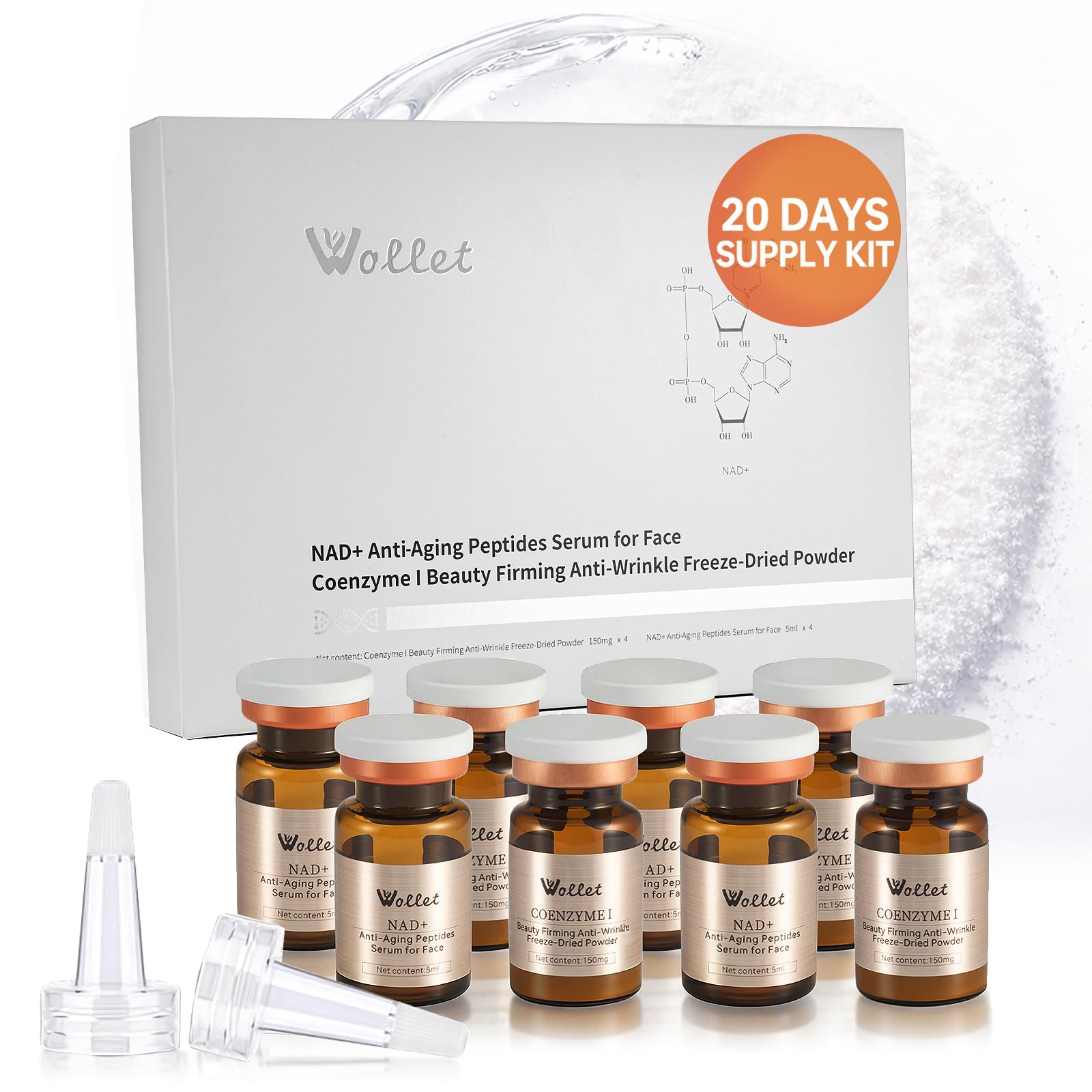 20-Days NAD+ Anti-Aging Peptide Serum | Activated Niacinamide Collagen Serum Repair Wrinkles, Firm & Brighten Skin No Microneedling