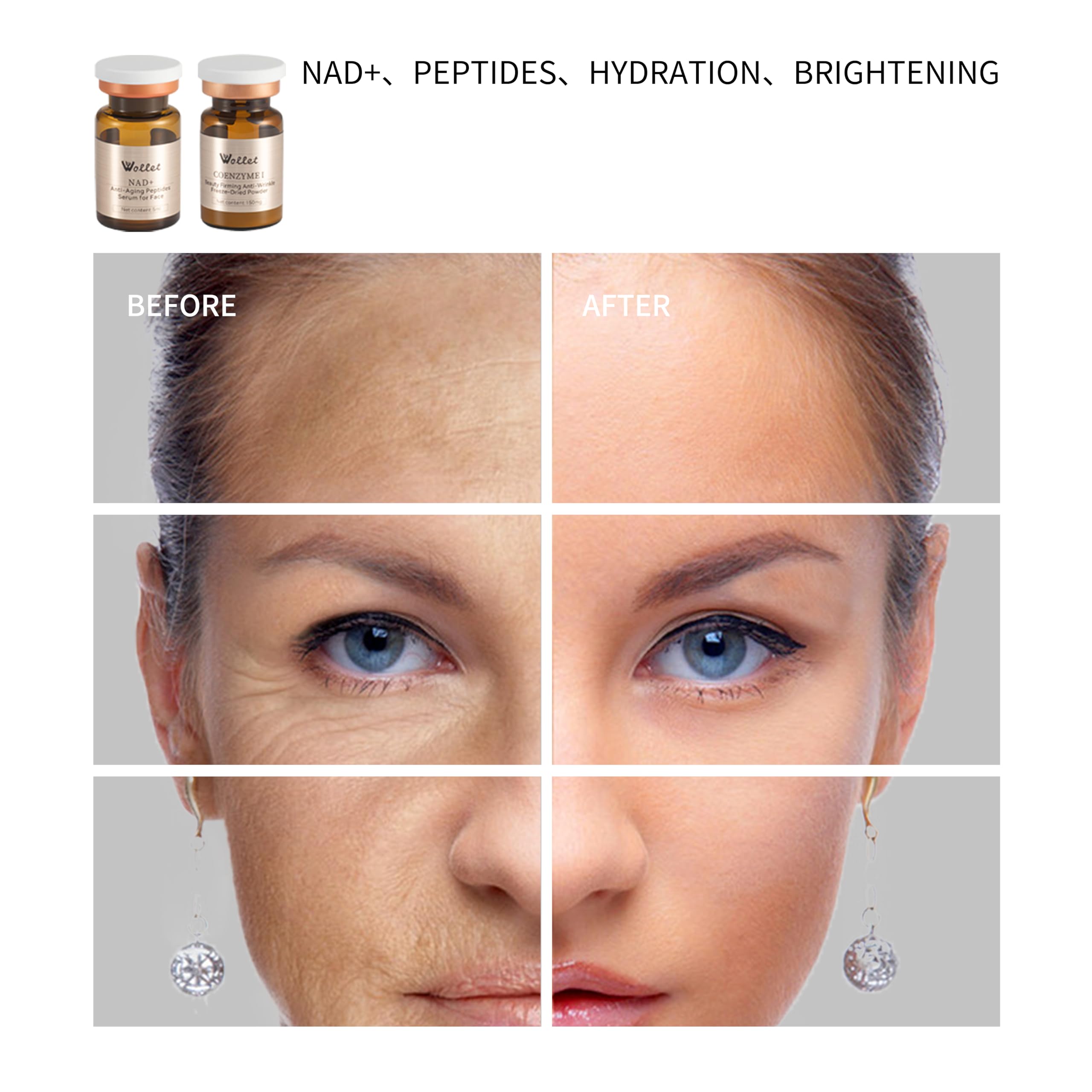 20-Days NAD+ Anti-Aging Peptide Serum | Activated Niacinamide Collagen Serum Repair Wrinkles, Firm & Brighten Skin No Microneedling