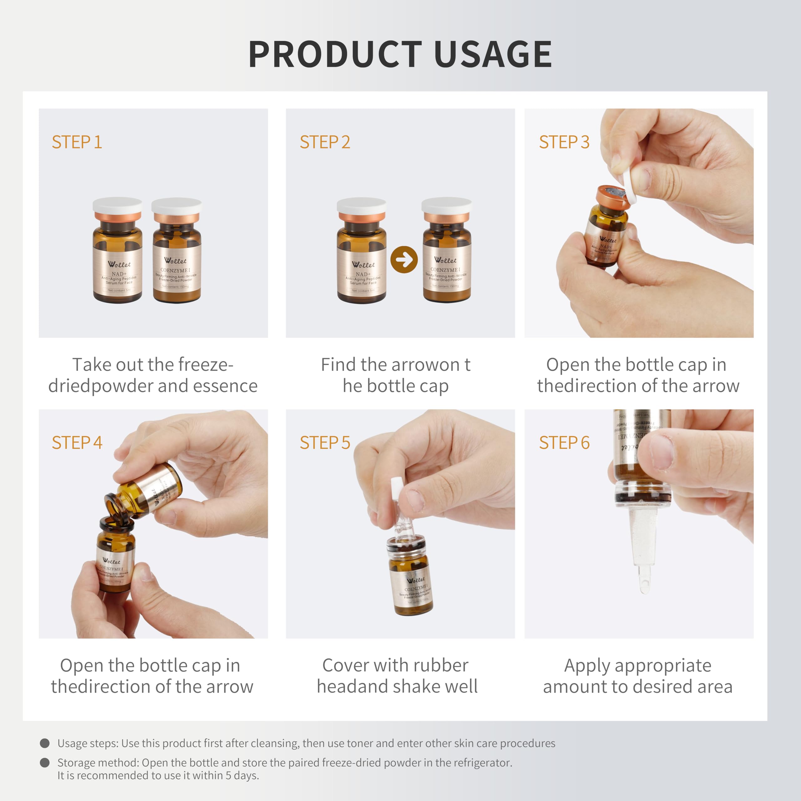 20-Days NAD+ Anti-Aging Peptide Serum | Activated Niacinamide Collagen Serum Repair Wrinkles, Firm & Brighten Skin No Microneedling